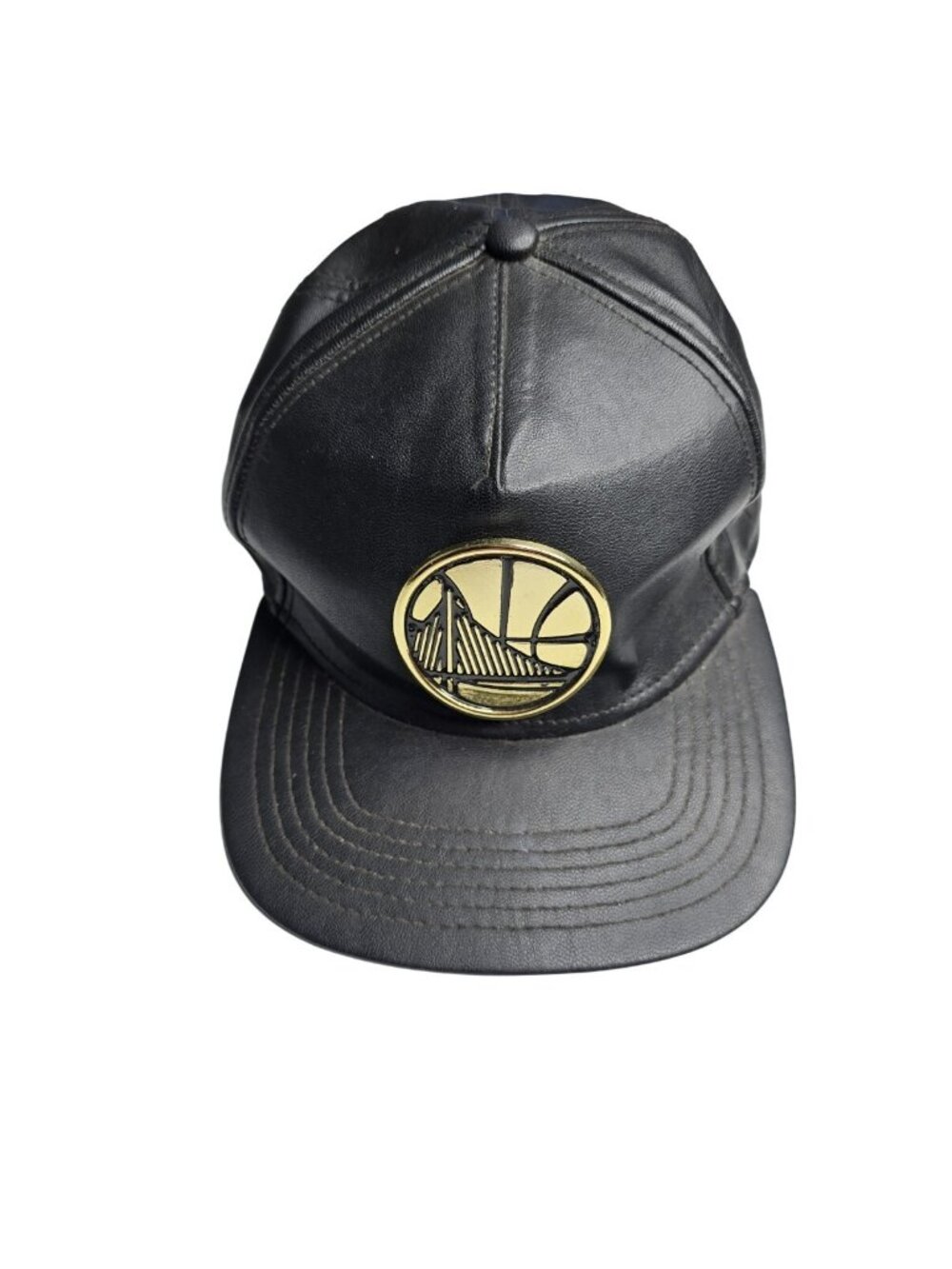 Golden State Warriors Black Leather Snapback Hat By New Era 9Fifty One Size Fits